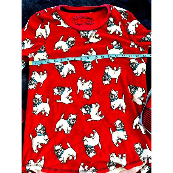 P.J. SALVAGE VINTAGE VELOUR TERRIER DOG PAJAMA TOP S - Picture 3 of 4